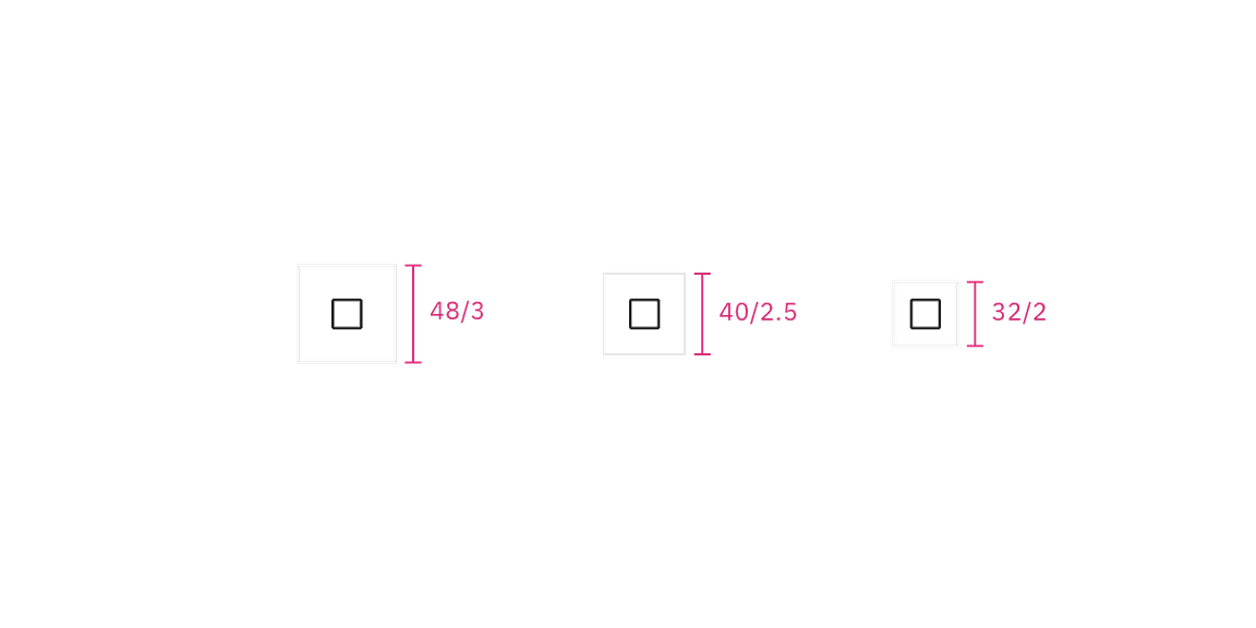 Example of trigger button container height sizes.