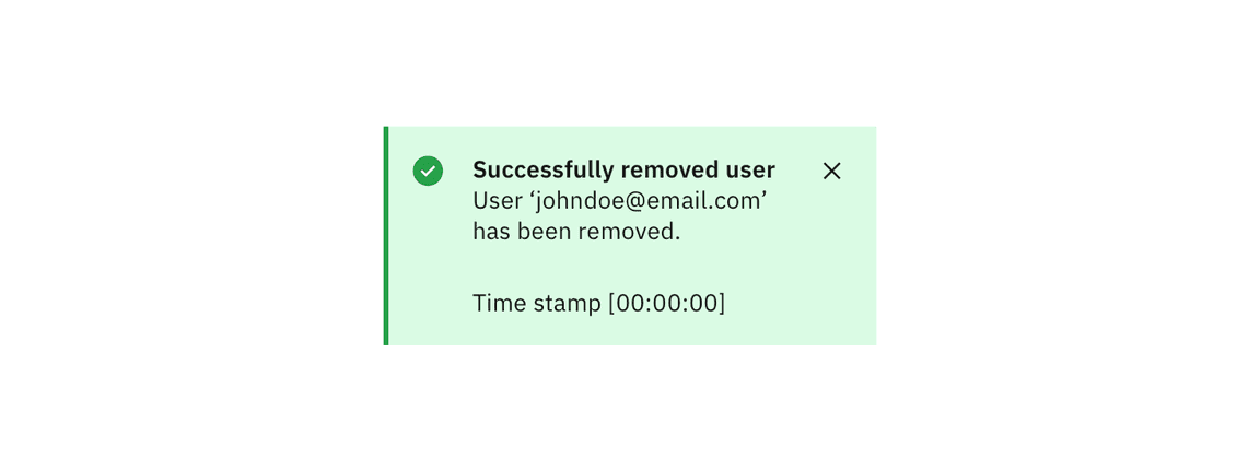 Example of a successful delete notification